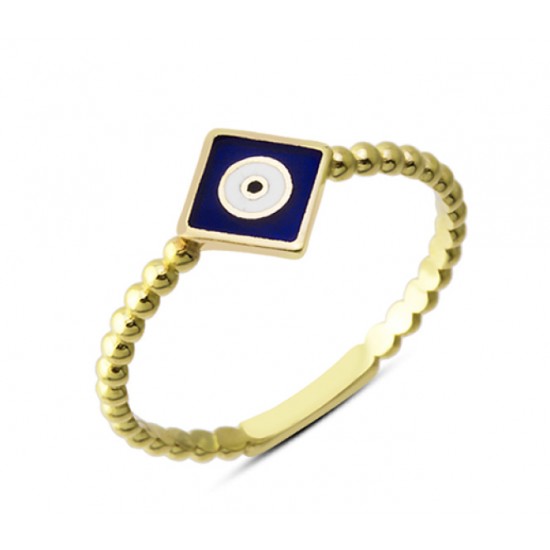 14 Ayar Altın Mineli Kare Göz Yüzük YZK091B