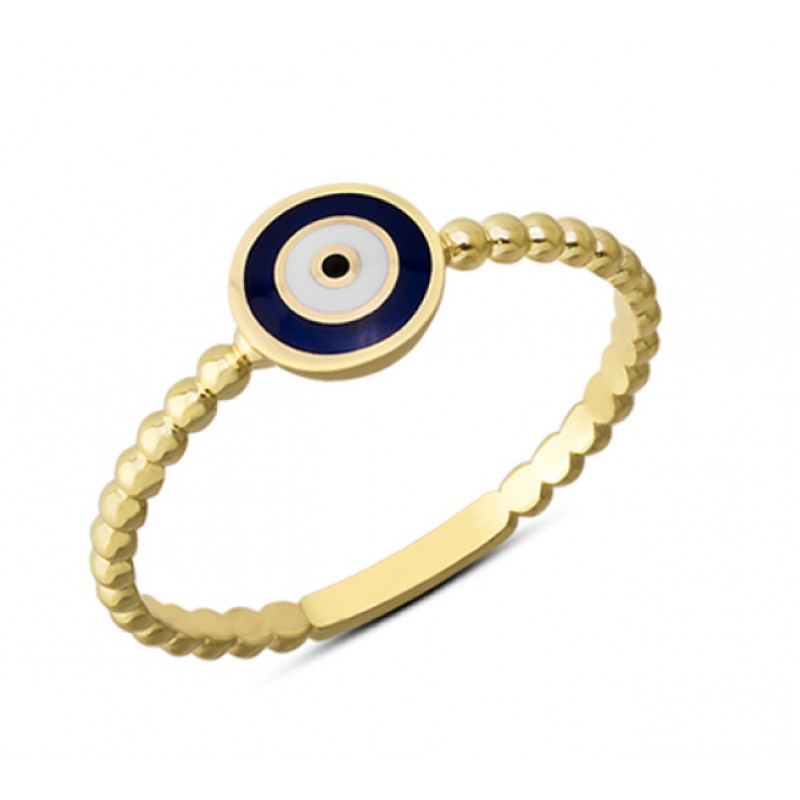 14 Ayar Altın Mineli Yuvarlak Göz Yüzük YZK092B