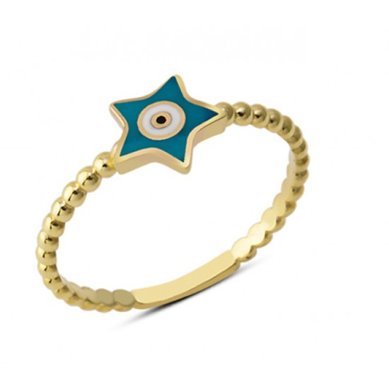 14 Ayar Altın Mineli Yıldız Yüzük YZK093A