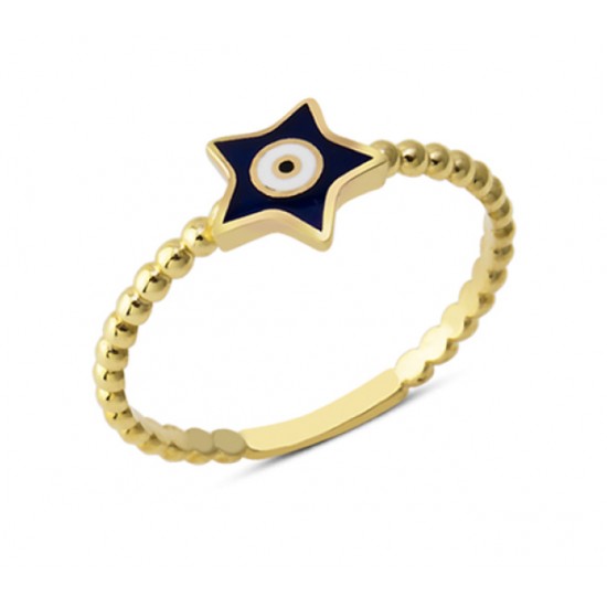 14 Ayar Altın Mineli Yıldız Yüzük YZK093B