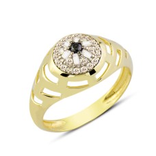 14 Ayar Altın Ortası Taşlı Yüzük YZK096