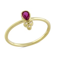 14 Ayar Altın Pembe Damla Taşlı Yüzük YZK097B