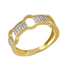 14 Ayar Altın Beyaz Taşlı Boşluklu Yüzük YZK104A