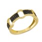14 Ayar Altın Siyah Taşlı Boşluklu Yüzük YZK104B