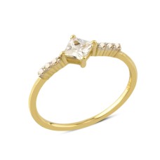 14 Ayar Altın Dörtgen Taşlı Yüzük YZK105