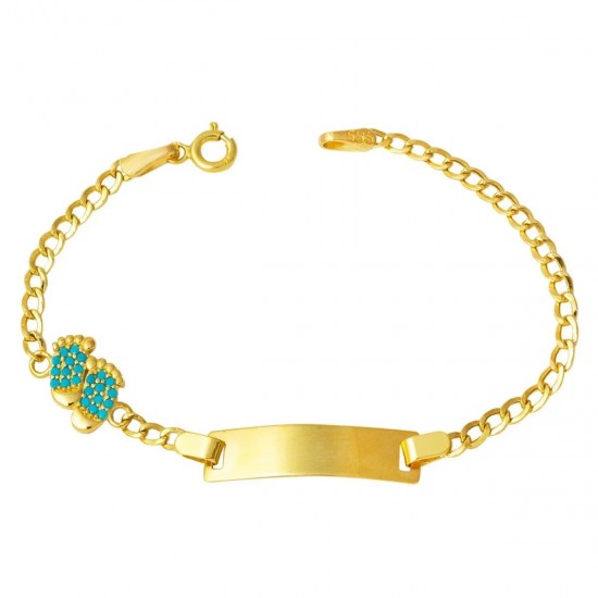 Ayak Motifli 14 Ayar Altın Çocuk Künyesi KUN03