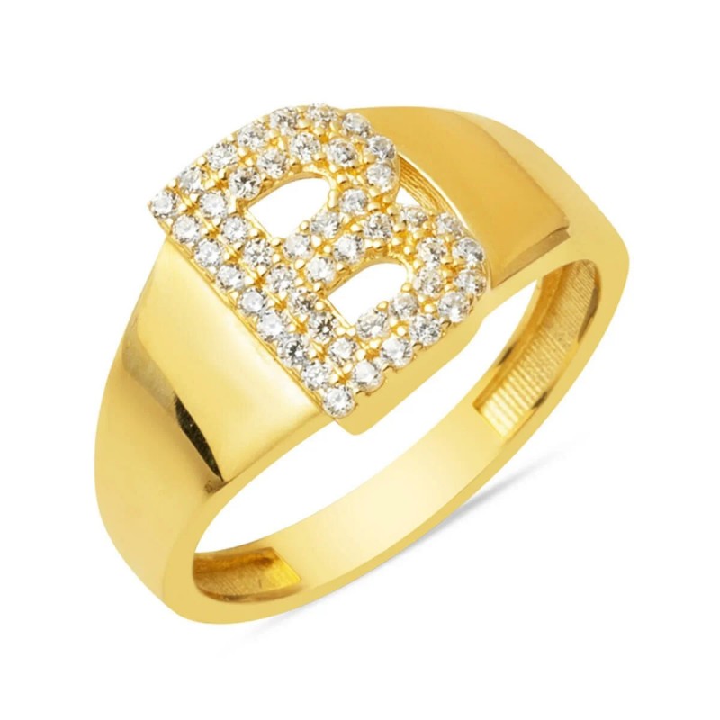 14 Ayar Altın B Harf Yüzük YZK413 14 Ayar Altın B Harf Yüzük YZK413