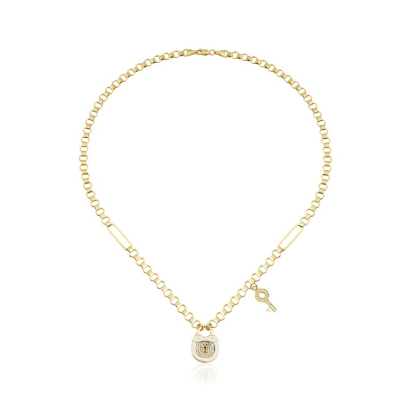 Beyaz Taşlı Kilit Kolye ZKU080 Beyaz Taşlı Kilit Kolye ZKU080