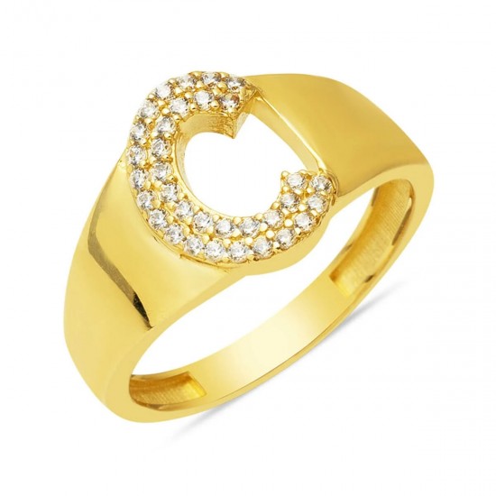 14 Ayar Altın C Harf Yüzük YZK414