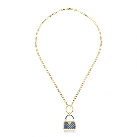 Mavi Çanta Uçlu Kolye ZKU033