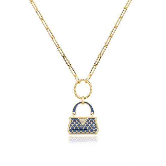 Mavi Çanta Uçlu Kolye ZKU033