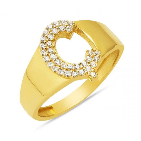 14 Ayar Altın Ç Harf Yüzük YZK415