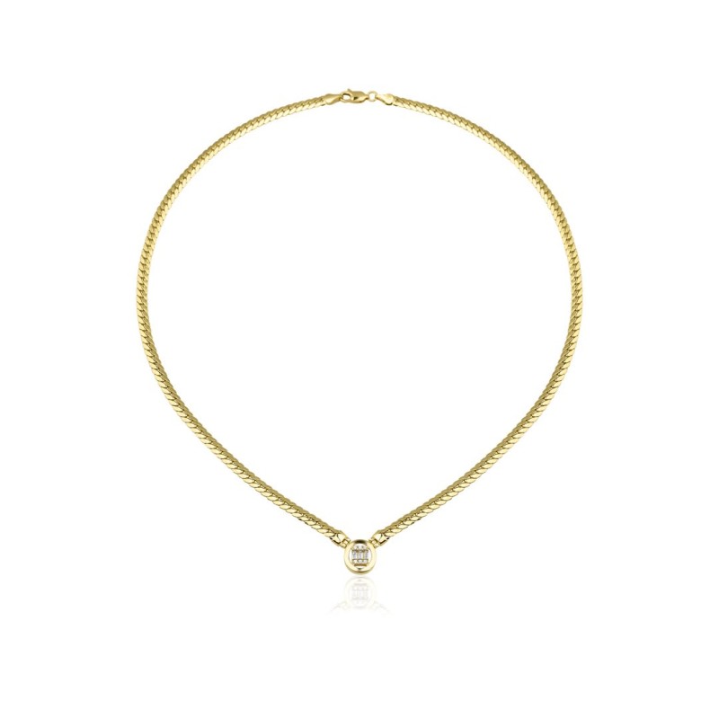 Baget Taşlı Balık Sırtı Kolye ZKU030 Baget Taşlı Balık Sırtı Kolye ZKU030