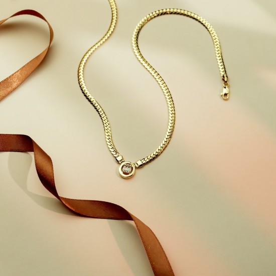 Baget Taşlı Balık Sırtı Kolye ZKU030 Baget Taşlı Balık Sırtı Kolye ZKU030