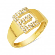 14 Ayar Altın E Harf Yüzük YZK417