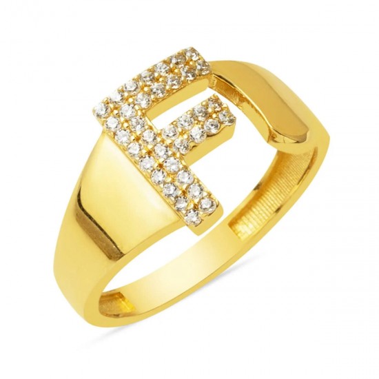 14 Ayar Altın F Harf Yüzük YZK418