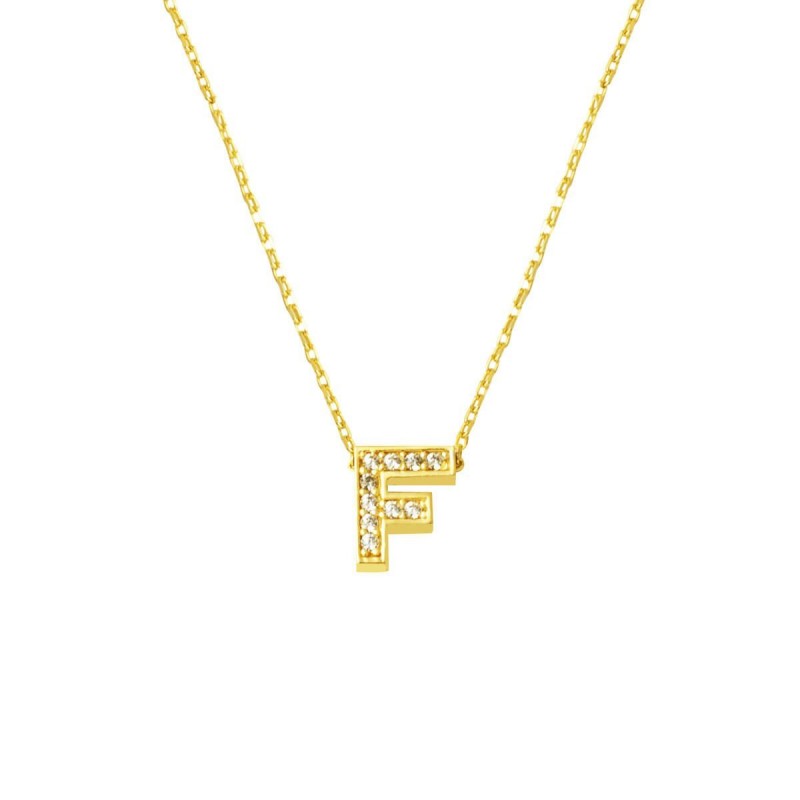 Taşlı F Harfi Minimal Kolye KLY1999 Taşlı F Harfi Minimal Kolye KLY1999