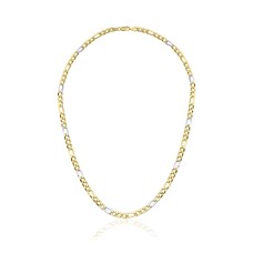 Figaro Yassı Yeşil Beyaz Zincir Kolye ZKU047