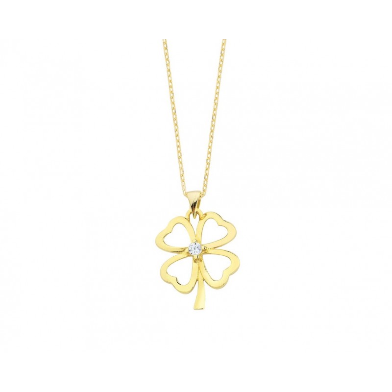 Dört Yaprak Yonca Taşlı Gümüş Kolye GMS320 Dört Yaprak Yonca Taşlı Gümüş Kolye GMS320