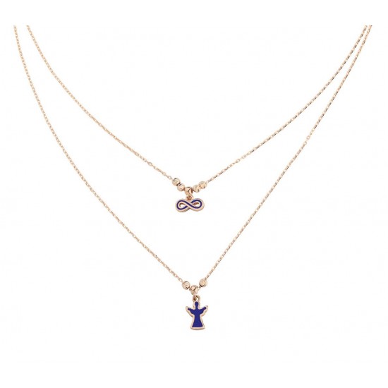 Çift Zincirli Sonsuzluk Melek Gümüş Kolye GMS324