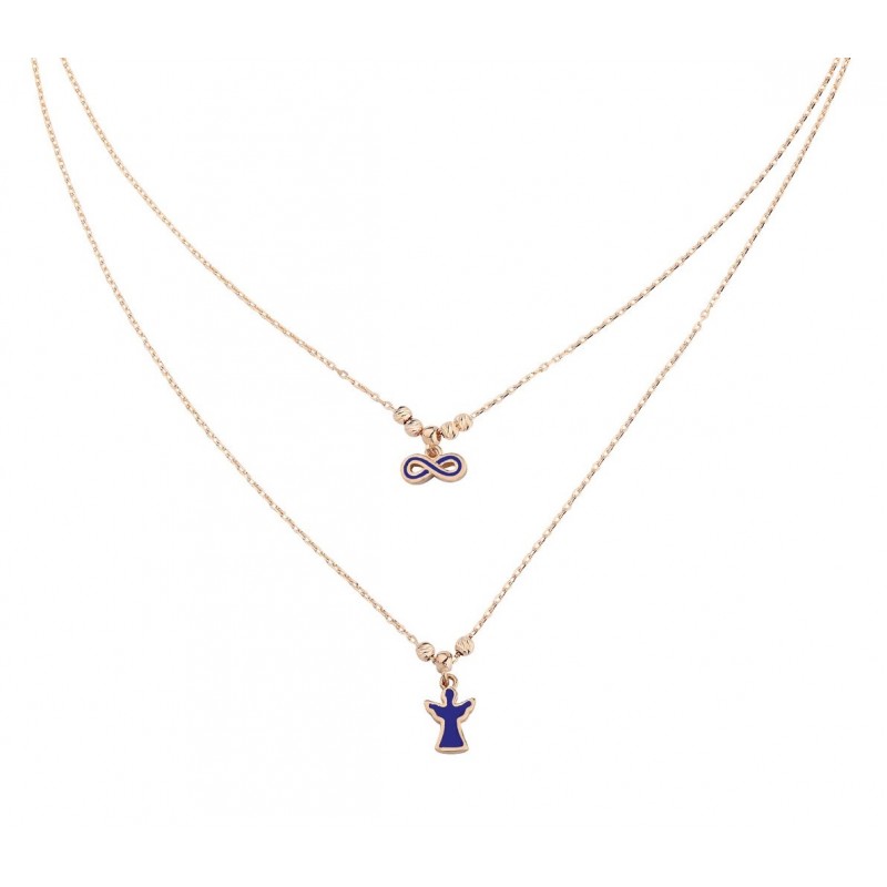 Çift Zincirli Sonsuzluk Melek Gümüş Kolye GMS324