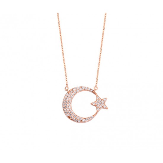 Ay Yıldız Gümüş Kolye GMS337
