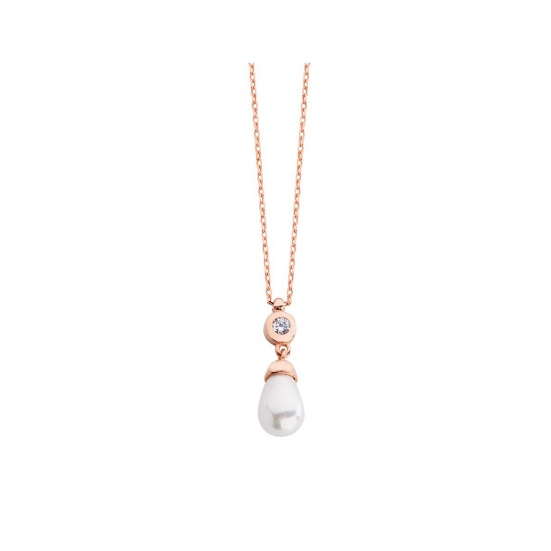 Sıvama Taşlı Su Damlası Gümüş Kolye  GMS360