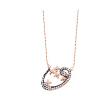 Çiçekli Vav Gümüş Kolye GMS350