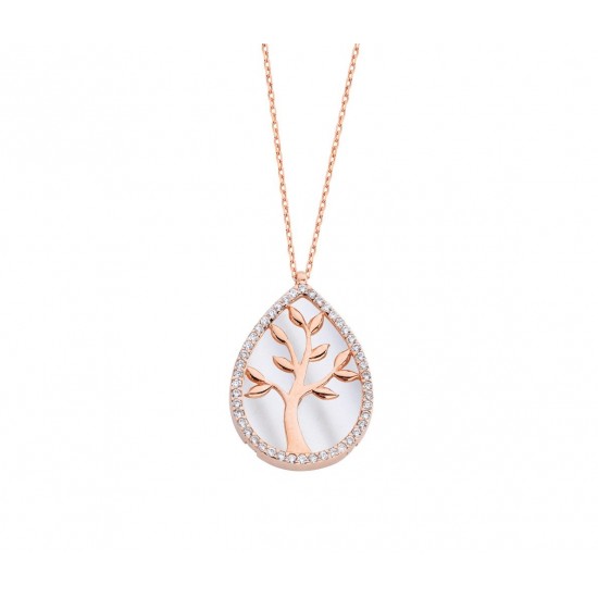 Damla Sedef Hayat Ağacı Gümüş Kolye GMS363
