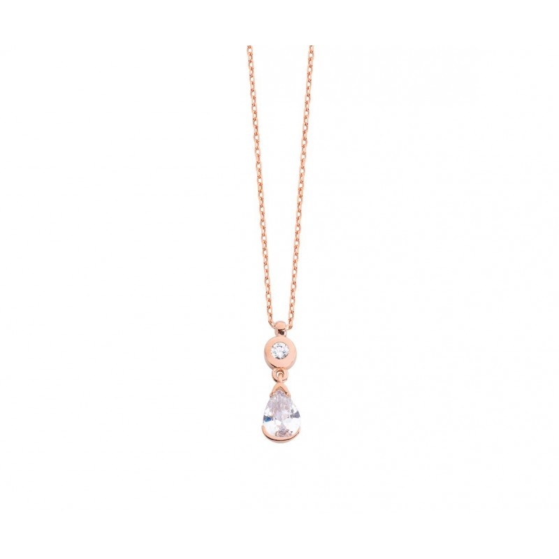 Zirkon Taşlı Damla Gümüş Kolye GMS272