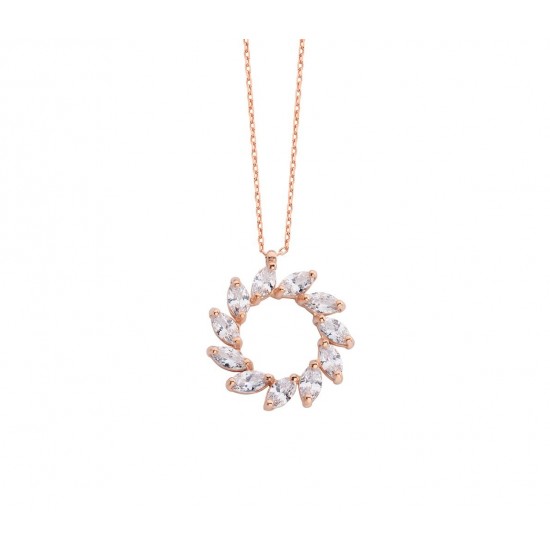 Markiz Rüzgar Gülü Gümüş Kolye  GMS408