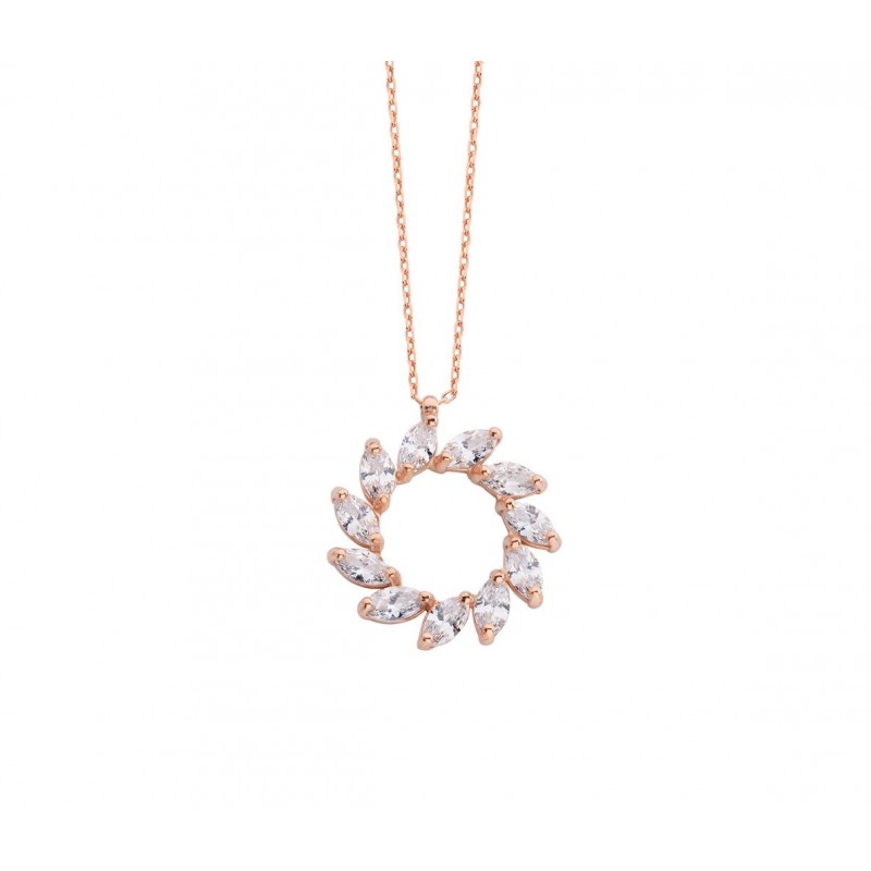 Markiz Rüzgar Gülü Gümüş Kolye  GMS408