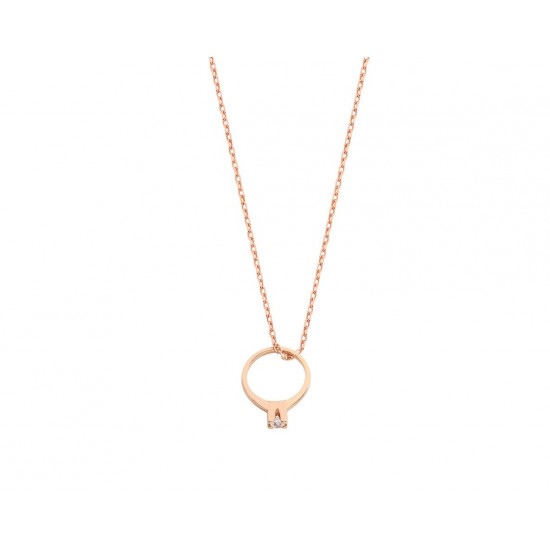 Tektaş Yüzük Gümüş Kolye GMS446 Tektaş Yüzük Gümüş Kolye GMS446