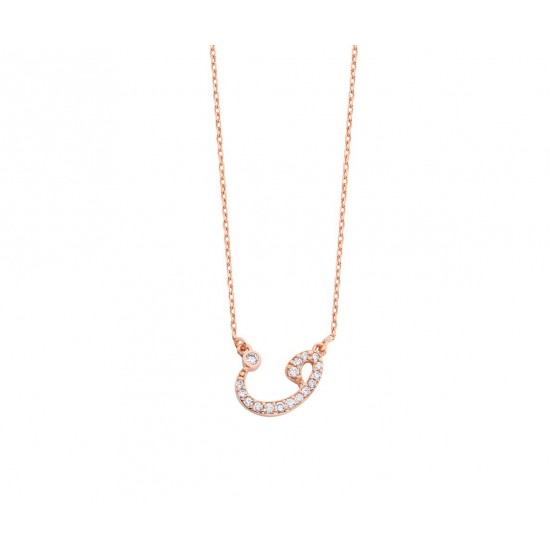 Zirkon Taşlı Vav Gümüş Kolye GMS482