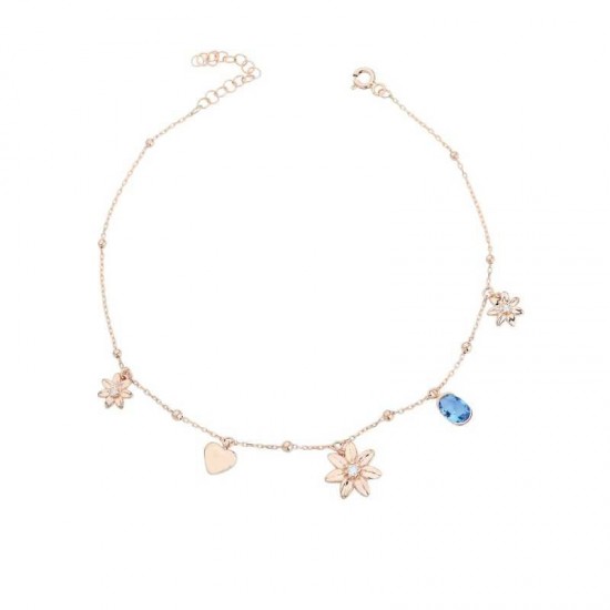 Çiçek Motifli Gümüş Halhal GMS786