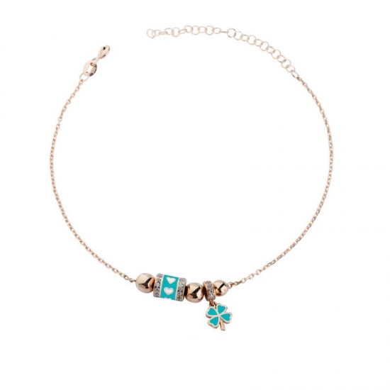 Mineli Yonca Sallantılı Gümüş Halhal GMS807 Mineli Yonca Sallantılı Gümüş Halhal GMS807