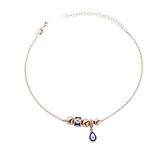 Nazar Boncuklu Mineli Gümüş Halhal GMS812 Nazar Boncuklu Mineli Gümüş Halhal GMS812