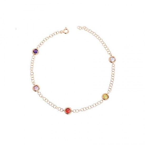 Renkli Taşlı Gümüş Bileklik  GMS757