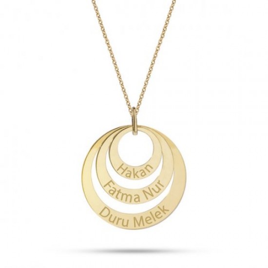 Gümüş Halka Üç İsim Kolye GMS515