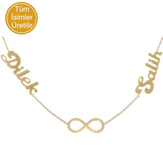 14 Ayar Altın Sonsuzluk İsim Kolye - AD3
