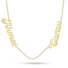 14 Ayar Altın İkili Bitişik İsim Kolye - AD4