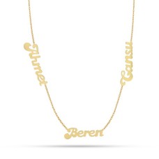 Gümüş Üçlü İsim Kolye GMS494