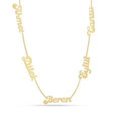 14 Ayar Altın Beşli İsim Kolye - AD10