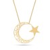 14 Ayar Altın Ay Yıldız İsim Kolye - AD21