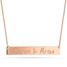 14 Ayar Altın Dikdörtgen Plaka İsim Kolye - AD24