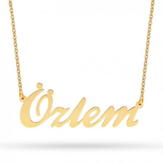 14 Ayar Altın Tek İsim Kolye - AD38