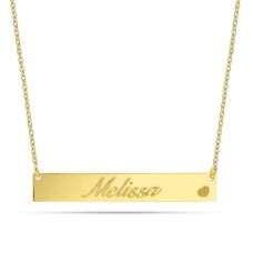 14 Ayar Altın Dikdörtgen Plaka İsim Kolye - AD18