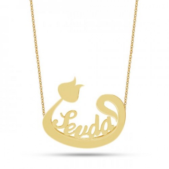 14 Ayar Altın Vav İsim Kolye - AD19