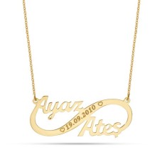 14 Ayar Altın Sonsuzluk İsim Kolye - AD45