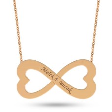 14 Ayar Altın Kalpli Sonsuzluk İsim Kolye - AD22